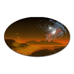 Galaxy Galaxies Bump Together Lava Oval Magnet