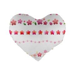 Sakura Border Cherry Blossom Standard 16  Premium Flano Heart Shape Cushions by Simbadda