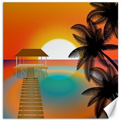 Sunset Beach Beach Palm Ocean Canvas 12  X 12  by Simbadda