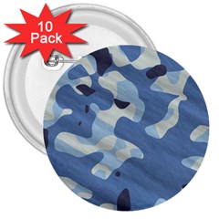 Tarn Blue Pattern Camouflage 3  Buttons (10 Pack) 
