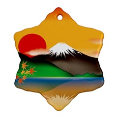 Mount Fuji Japan Lake Sun Sunset Ornament (Snowflake)