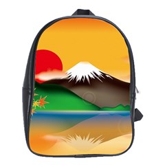 Mount Fuji Japan Lake Sun Sunset School Bag (XL)