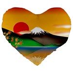 Mount Fuji Japan Lake Sun Sunset Large 19  Premium Heart Shape Cushions Front