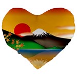 Mount Fuji Japan Lake Sun Sunset Large 19  Premium Heart Shape Cushions Back