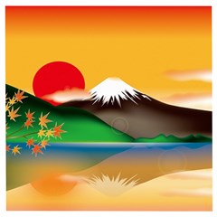 Mount Fuji Japan Lake Sun Sunset Wooden Puzzle Square