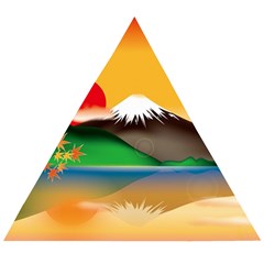 Mount Fuji Japan Lake Sun Sunset Wooden Puzzle Triangle