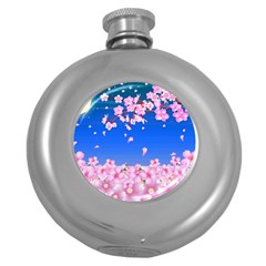 Sakura Cherry Blossom Night Moon Round Hip Flask (5 Oz)