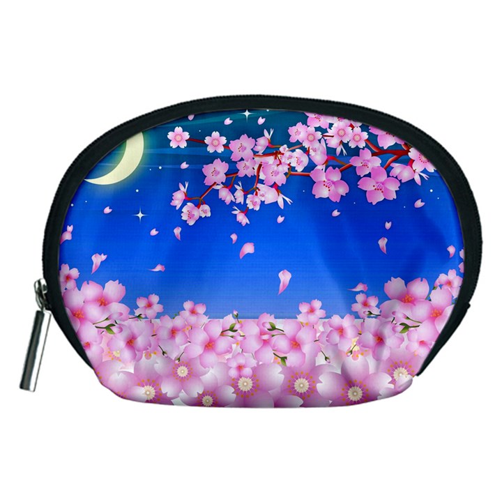 Sakura Cherry Blossom Night Moon Accessory Pouch (Medium)