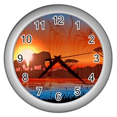 African Background Wall Clock (silver)