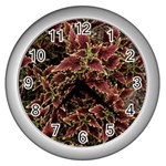 Plant Colorful Red Garden Leaves Wall Clock (Silver) Front