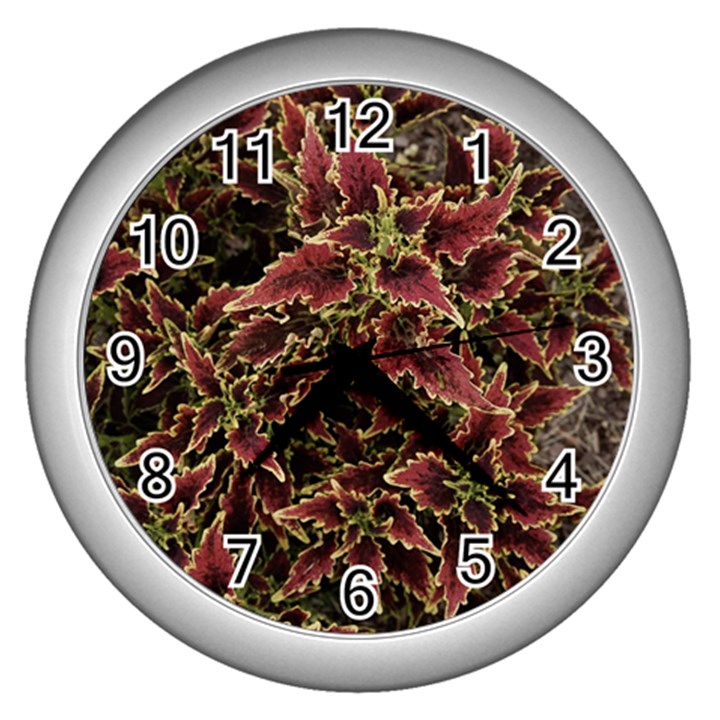 Plant Colorful Red Garden Leaves Wall Clock (Silver)