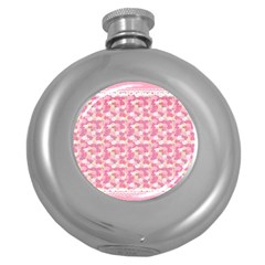 Peony Pattern Pink Scrapbookin Round Hip Flask (5 Oz)