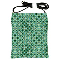 Green Abstract Geometry Pattern Shoulder Sling Bag by Simbadda