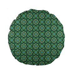 Green Abstract Geometry Pattern Standard 15  Premium Flano Round Cushions