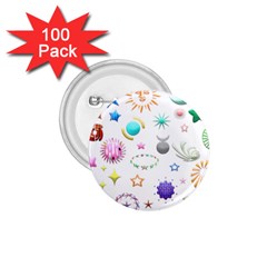 Shapes Stars Moon Sun Pattern 1 75  Buttons (100 Pack)  by Simbadda