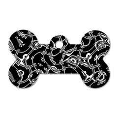 Unfinishedbusiness Black On White Dog Tag Bone (one Side) by designsbyamerianna