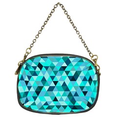 Teal Triangles Pattern Chain Purse (two Sides) by LoolyElzayat