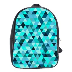 Teal Triangles Pattern School Bag (large) by LoolyElzayat