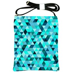 Teal Triangles Pattern Shoulder Sling Bag by LoolyElzayat