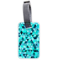 Teal Triangles Pattern Luggage Tag (two Sides) by LoolyElzayat