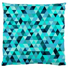 Teal Triangles Pattern Large Flano Cushion Case (two Sides) by LoolyElzayat