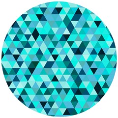 Teal Triangles Pattern Wooden Puzzle Round by LoolyElzayat