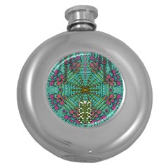 The Most Beautiful Rain Over The Stars And Earth Round Hip Flask (5 Oz) by pepitasart