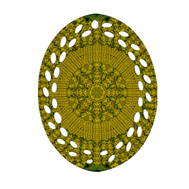 Flowers In Yellow For Love Of The Nature Oval Filigree Ornament (Two Sides)