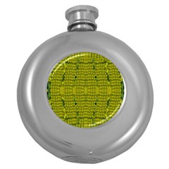 Flowers In Yellow For Love Of The Decorative Round Hip Flask (5 Oz) by pepitasart