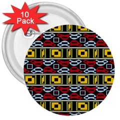 Rectangles And Other Shapes Pattern                                    3  Button (10 Pack) by LalyLauraFLM