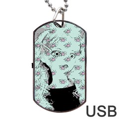 Wide Eyed Girl Dog Tag Usb Flash (two Sides) by snowwhitegirl