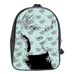 Wide Eyed Girl School Bag (xl) by snowwhitegirl