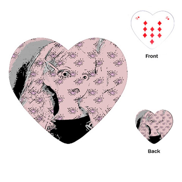 Wide Eyed Girl Pink Playing Cards Single Design (Heart)