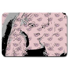 Wide Eyed Girl Pink Large Doormat  by snowwhitegirl