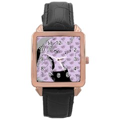 Wide Eyed Girl Lilac Rose Gold Leather Watch  by snowwhitegirl