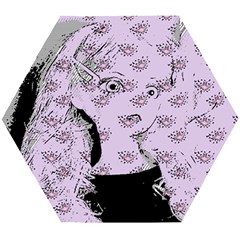 Wide Eyed Girl Lilac Wooden Puzzle Hexagon by snowwhitegirl