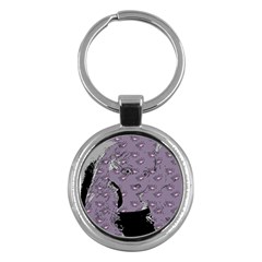 Wide Eyed Girl Grey Lilac Key Chain (round) by snowwhitegirl