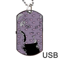 Wide Eyed Girl Grey Lilac Dog Tag Usb Flash (two Sides) by snowwhitegirl