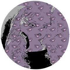 Wide Eyed Girl Grey Lilac Wooden Puzzle Round