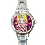 Nineties Girl Glitter Round Italian Charm Watch Front