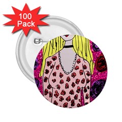 Nineties Girl Glitter 2 25  Buttons (100 Pack)  by snowwhitegirl