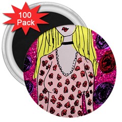 Nineties Girl Glitter 3  Magnets (100 Pack) by snowwhitegirl