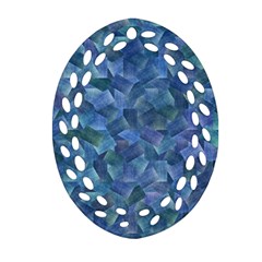 Background Blue Texture Oval Filigree Ornament (two Sides)