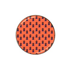 Nerdy 60s  Girl Pattern Orange Hat Clip Ball Marker (10 Pack)