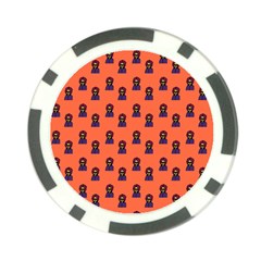 Nerdy 60s  Girl Pattern Orange Poker Chip Card Guard