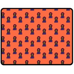 Nerdy 60s  Girl Pattern Orange Fleece Blanket (medium)  by snowwhitegirl