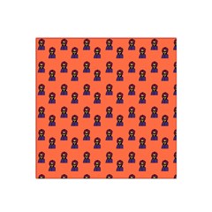 Nerdy 60s  Girl Pattern Orange Satin Bandana Scarf