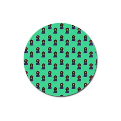 Nerdy 60s  Girl Pattern Seafoam Green Magnet 3  (round)