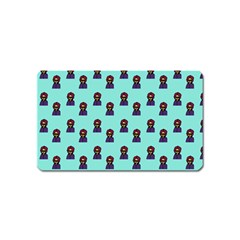 Nerdy 60s  Girl Pattern Aqua Magnet (name Card)