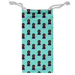 Nerdy 60s  Girl Pattern Aqua Jewelry Bag